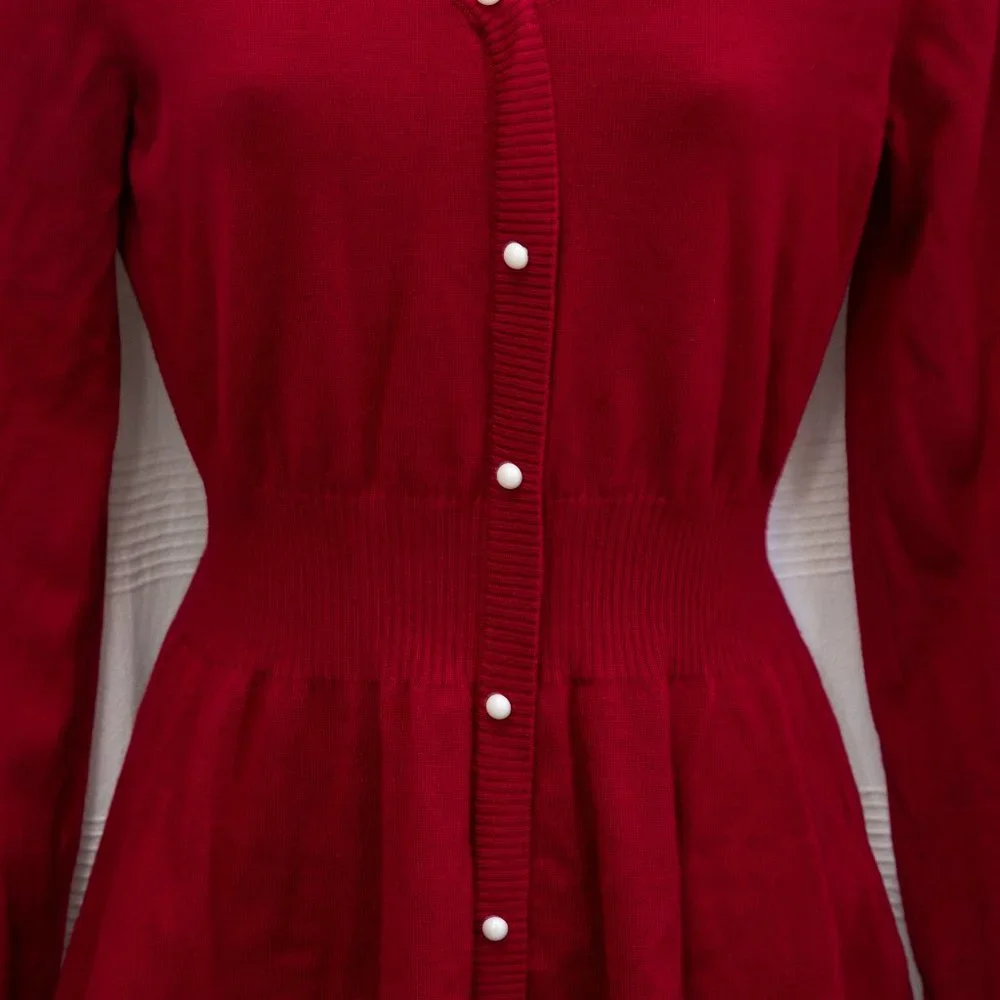 NWOT Crimson Faux Pearl Peplum Sweater - Picture 4 of 10